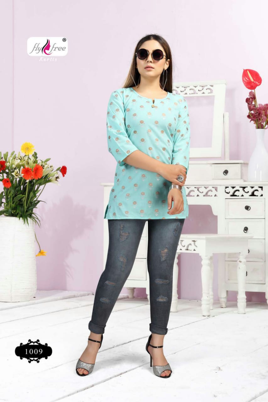 Fly Free Clock 1 Fancy Latest Designer Cambric Cotton Casual Wear Top Collection